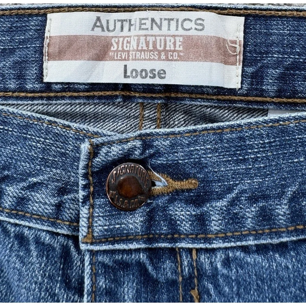 Levis Authentics Signature Jeans‎ Mens 38x32 Blue Loose Straight Cotton Y2K '09